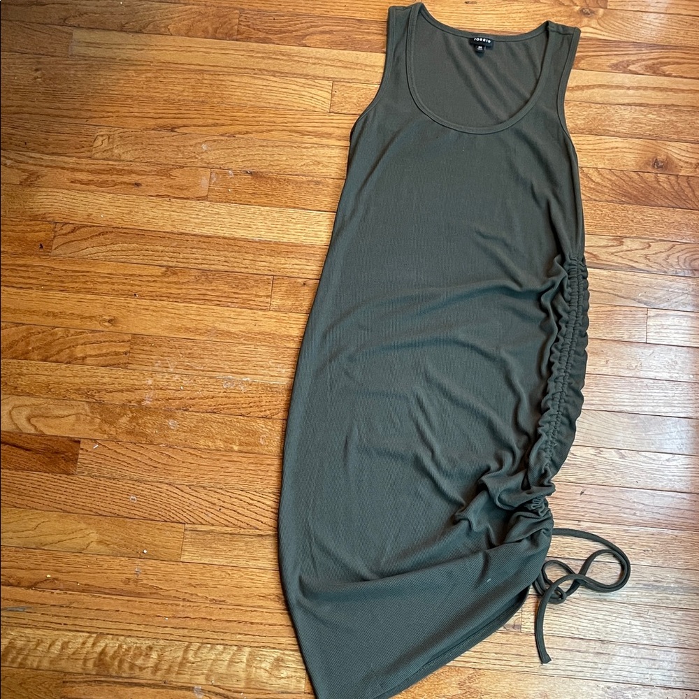 Torrid Olive Ruched Dress with Side Tie